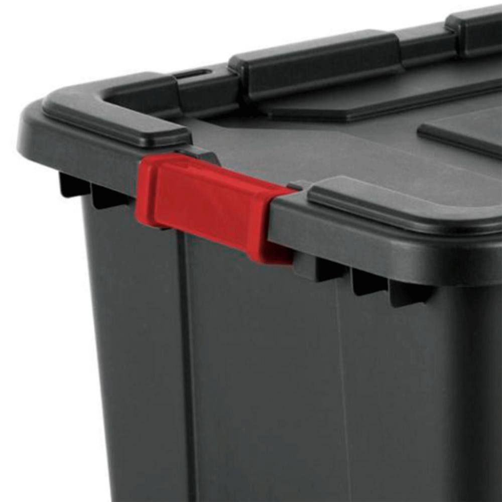 Sterilite 15-Gal. Durable Rugged Industrial Tote with Latches in Black (12-Pack) 12 x 14649006