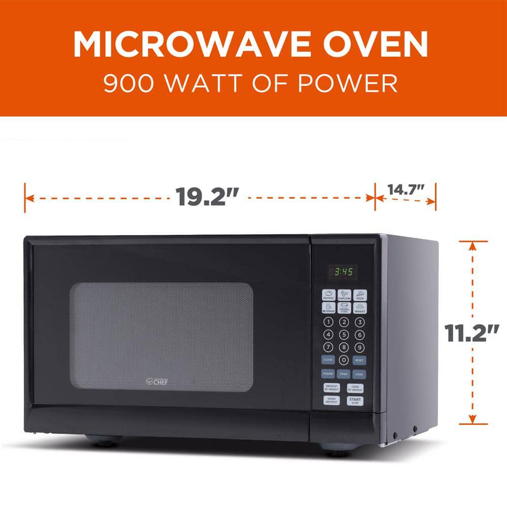 Commercial CHEF 09 cu ft Countertop Microwave Black