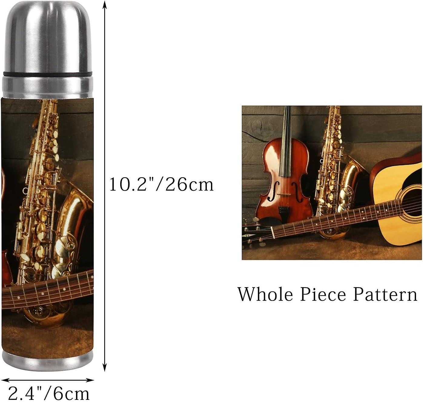 Insulated Mug Stainless Steel Water Bottle Musical Instruments Vacuum Cup Travel Mug For Travel School Office