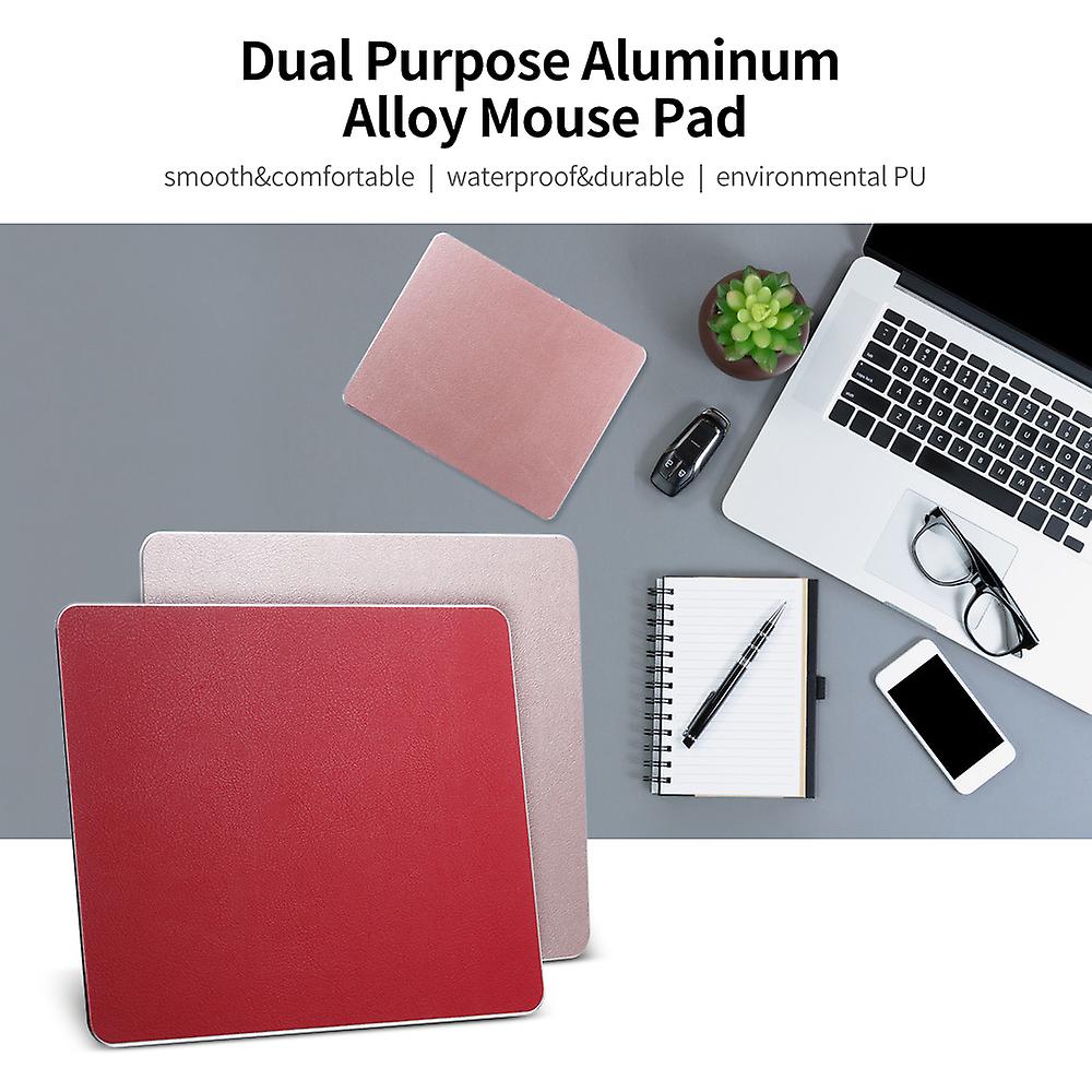 Small Aluminum Mouse Pad Pu+pvc Dual Purpose Mouse Pad Gaming Office Mouse Pad 198*160mm Rose Gold Rose Gold