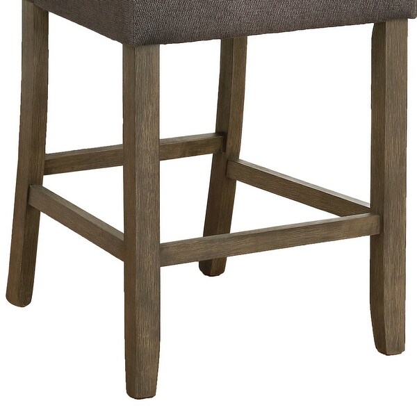 Counter Height Stool with Button Tufted Rolled Back， Set of 2， Gray