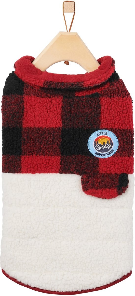 Frisco Mediumweight Red Plaid Insulated Dog and Cat Sherpa Coat