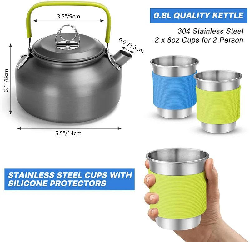 Hot Sales 2 3 Person camp kitchen cooking utensil set travel Other outdoor accessories camping pot set