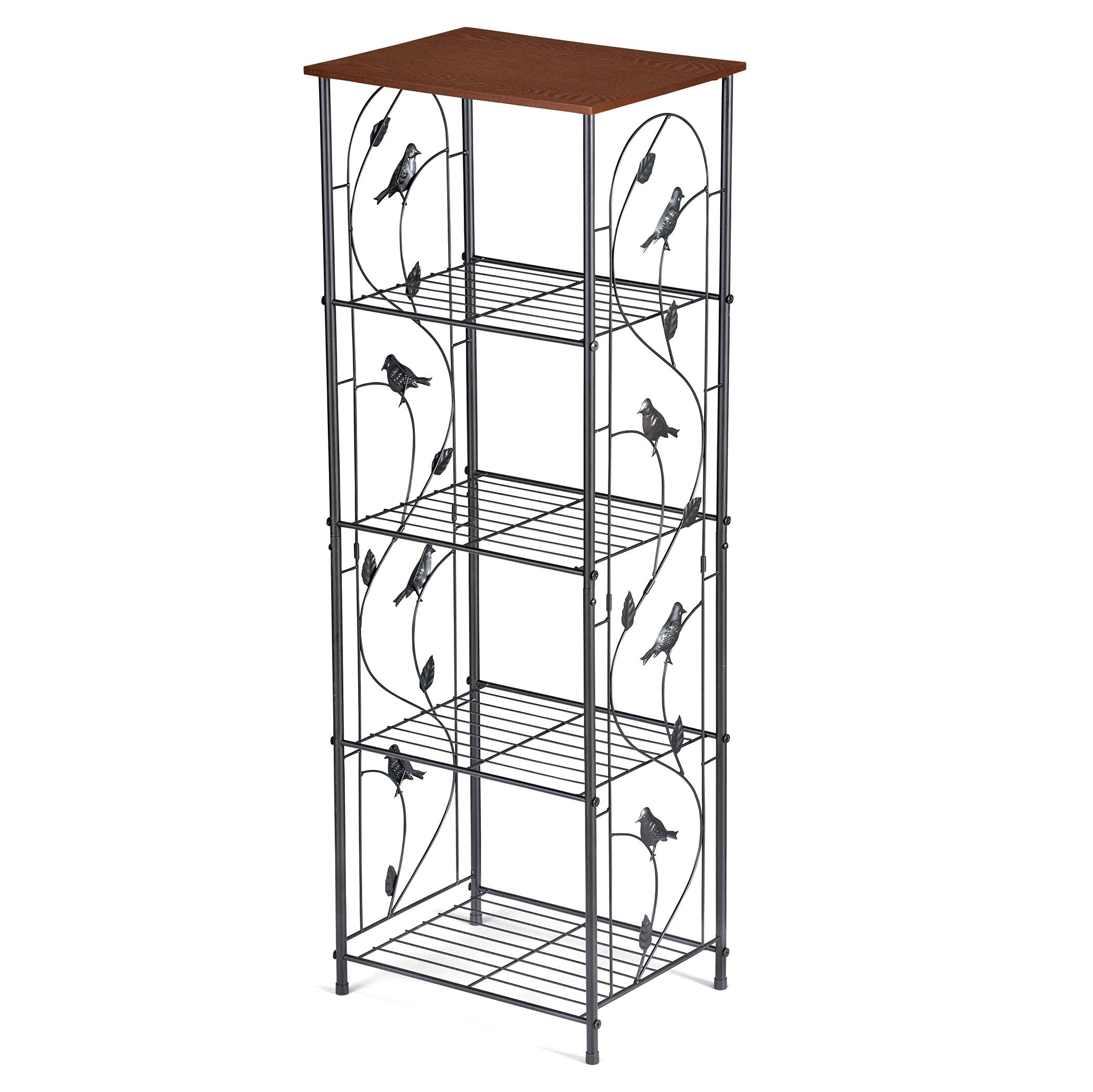 Collections Etc 4-Tier Bird and Leaf Accented Storage Shelf