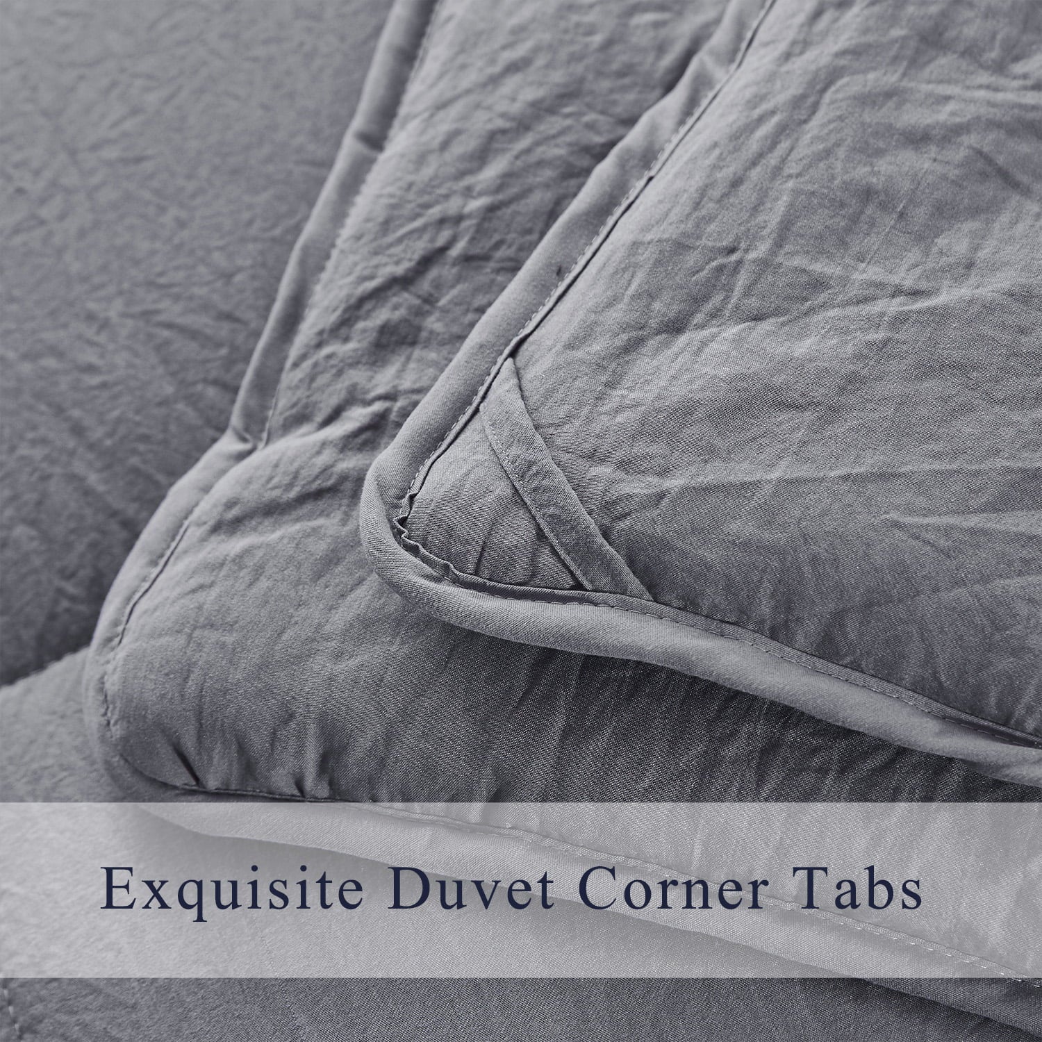 All Season Gray 3 Piece Queen Size Down Alternative Comforter Set with Corner Tabs