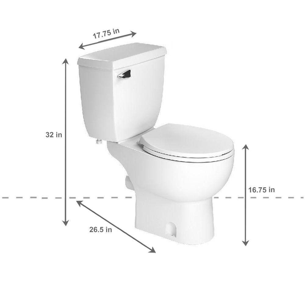 Saniflo SaniAccess3 2-Piece 1.280 GPF Single Flush Round Toilet with .5 HP Macerating Pump in White 082.005.083