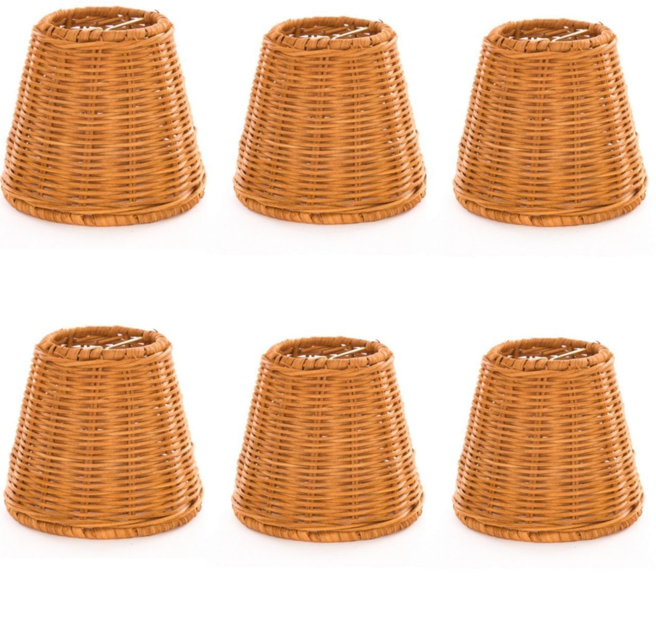 Upgrade Lights Set of 6 Wicker Chandelier Lamp Shade 5 Inch Bell， Clips Onto Bulb. Model: Ui#27