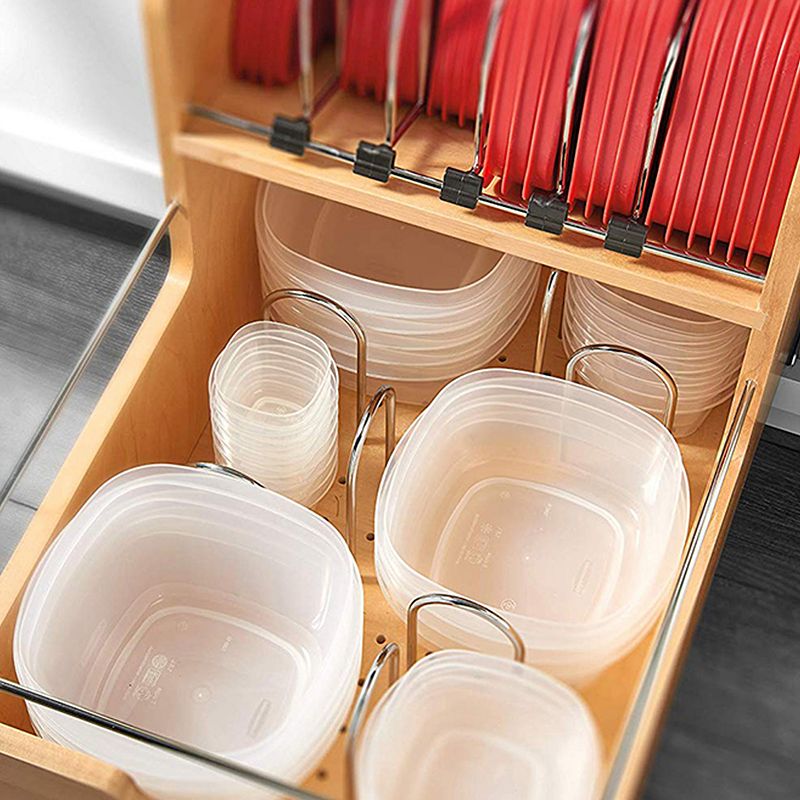 Rev-A-Shelf Food Storage Container Organizer w/Soft Close， Natural， 4FSCO-18SC-1