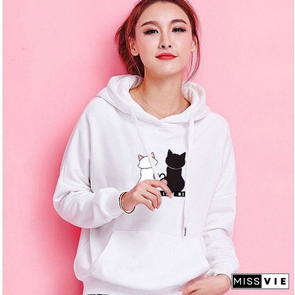 New Women's Fashion Warm tops Autumn Winter Casual Hooded Coat Loose Sweater