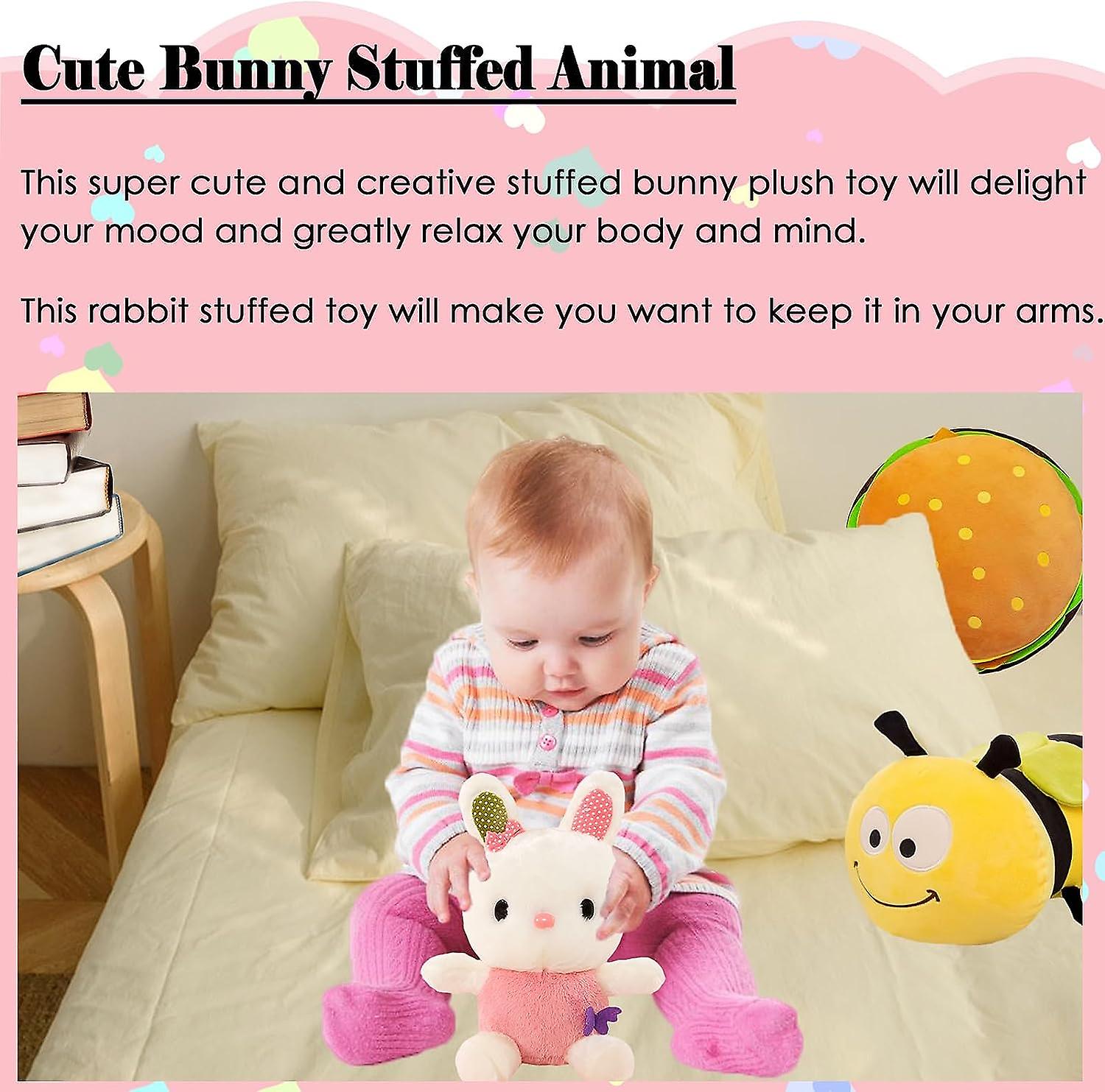 Bunny Stuffed Animal Pink Baby Rabbit Plush Cute Hare Doll Toy For Kids， 11.8