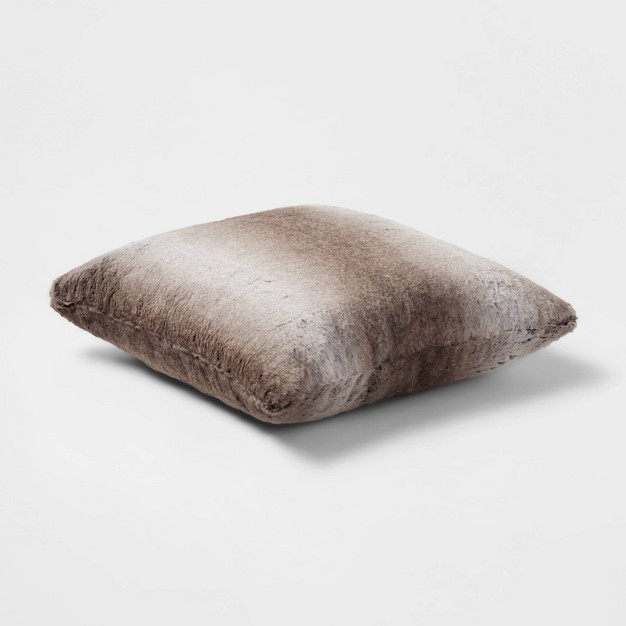 Neutral Faux Fur Throw Pillow