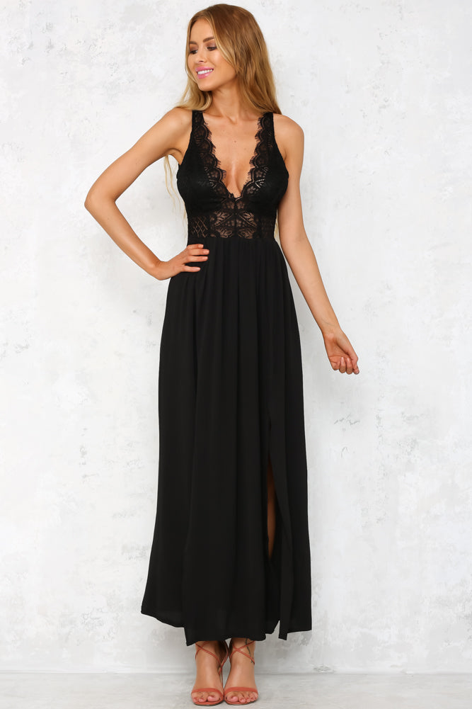 On And Off Maxi Dress Black