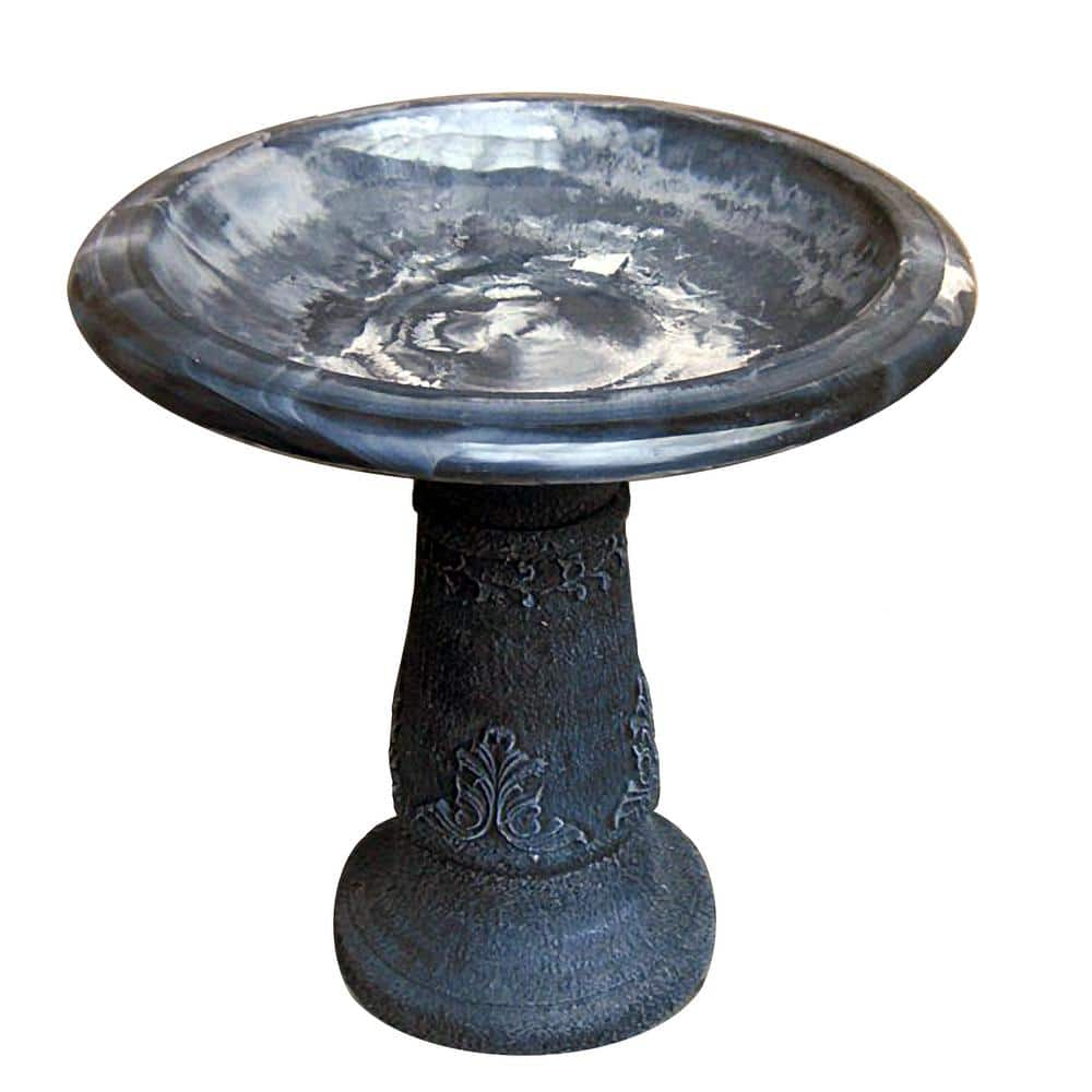 Exaco 20.5 in. H x 20 in. W Endura Clay Bird Bath Blue/Black FM-0203B