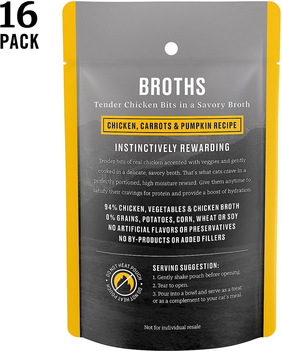 American Journey Landmark Broths Chicken， Carrots and Pumpkin Recipe Wet Cat Food Complement Pouches， 1.4 oz case of 16