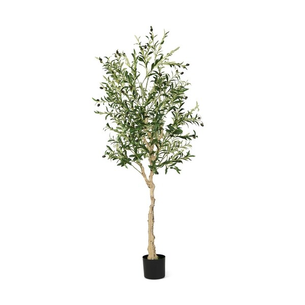 6 Feet Artificial Olive Tree in Cement Pot