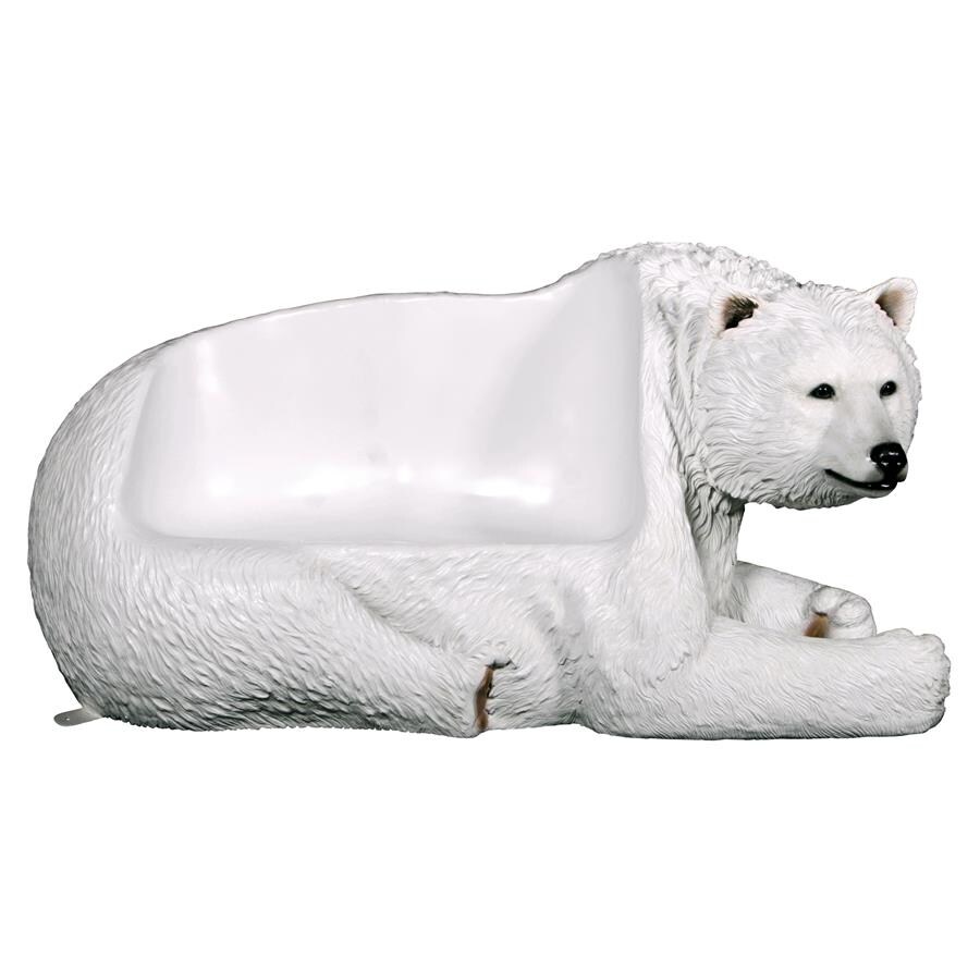 Design Toscano Winter Polar Bear Bench Christmas Sculpture