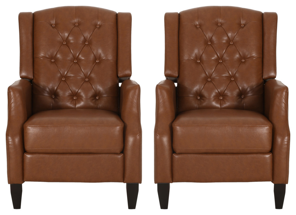 Loubar Contemporary Faux Leather Tufted Pushback Recliners (Set of 2)   Transitional   Recliner Chairs   by GDFStudio  Houzz