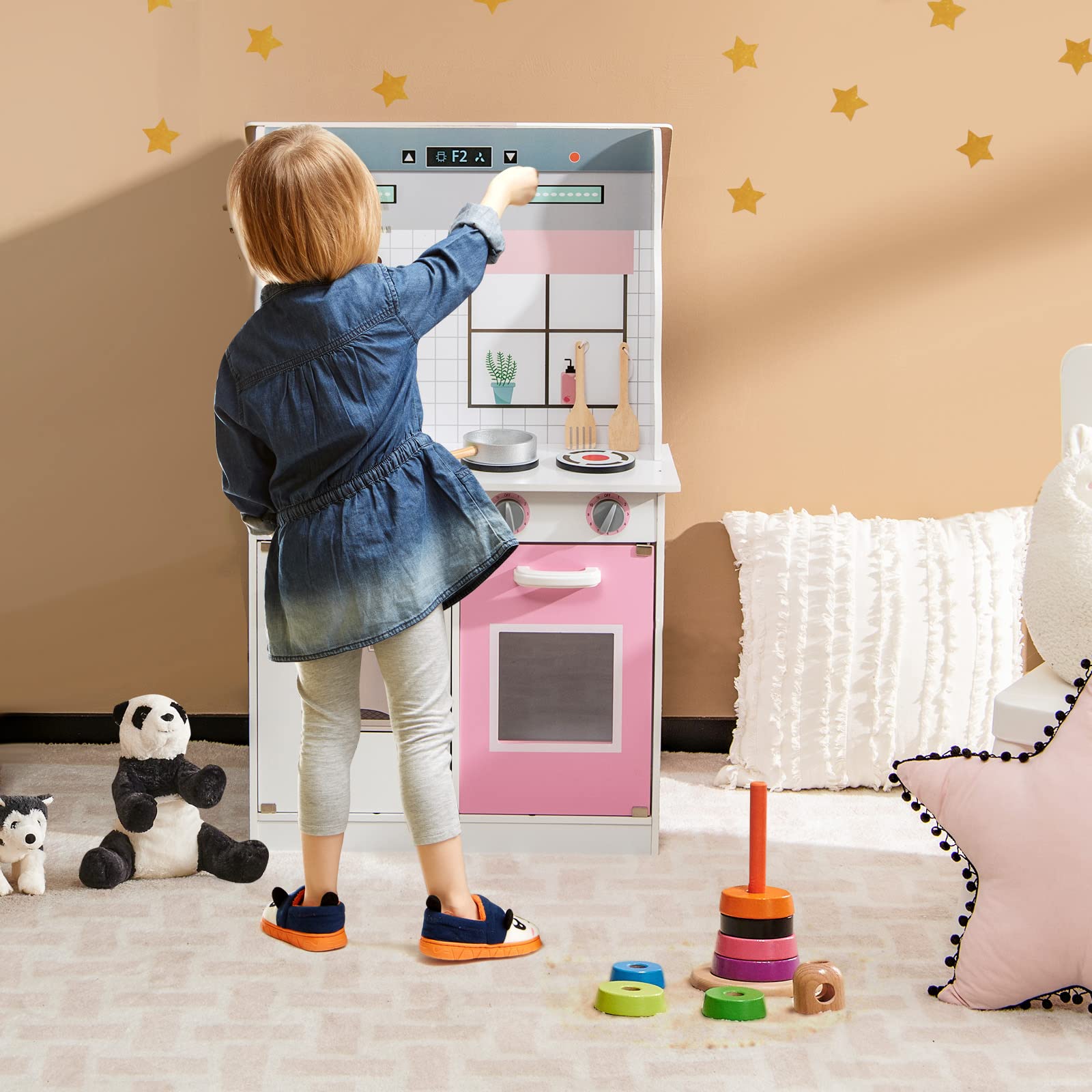 Costzon 2 in 1 Kids Kitchen Playset and Dollhouse