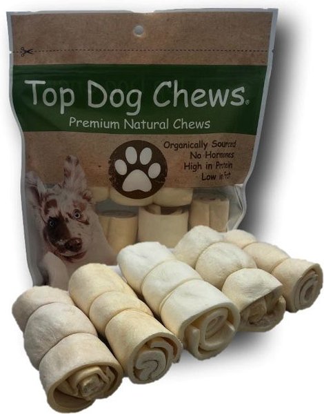 Top Dog Chews Mini Cheek Rolls Rawhide Dog Treats， 3-in， case of 5