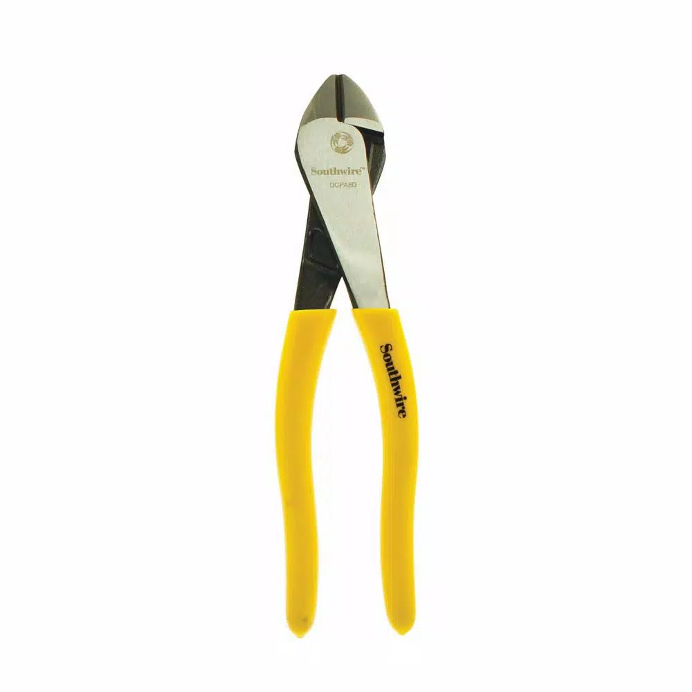 Southwire 8 in. Angled Head High-Leverage Diagonal Cutting Pliers with Dipped Handles and#8211; XDC Depot