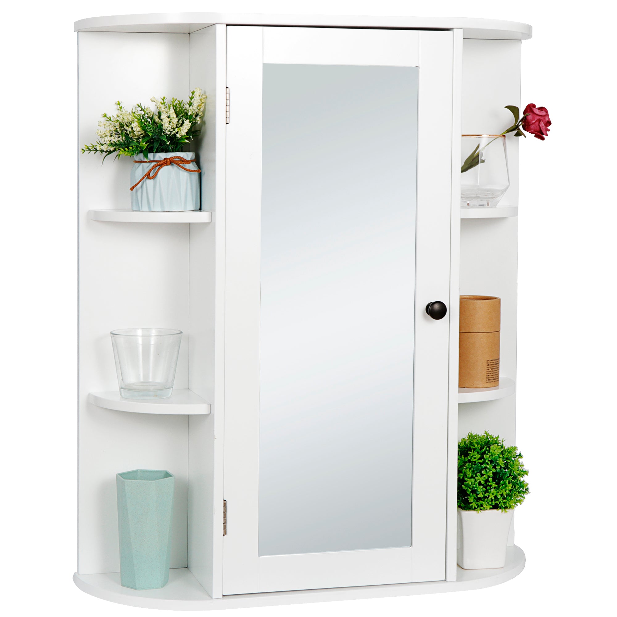 ZENY Home Wall Mount Bathroom Storage Cabinet MDF Medicine Cabinet Multi-Tiers with Mirror