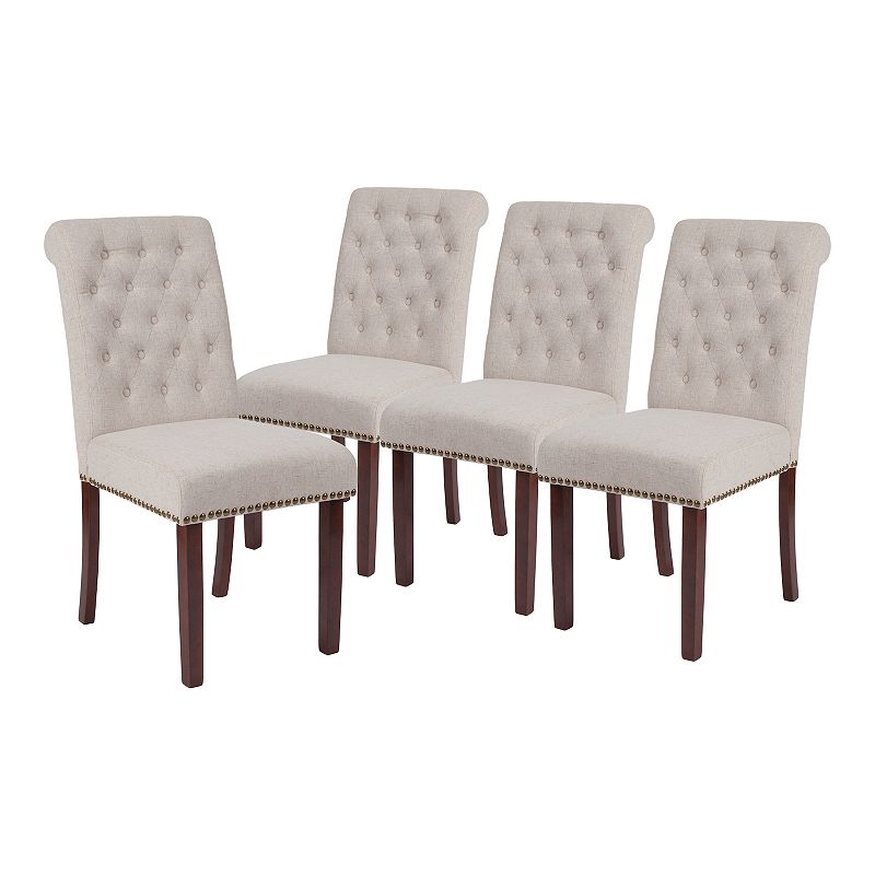 Merrick Lane Falmouth Upholstered Parsons Chair with Nailhead Trim - Set of 4