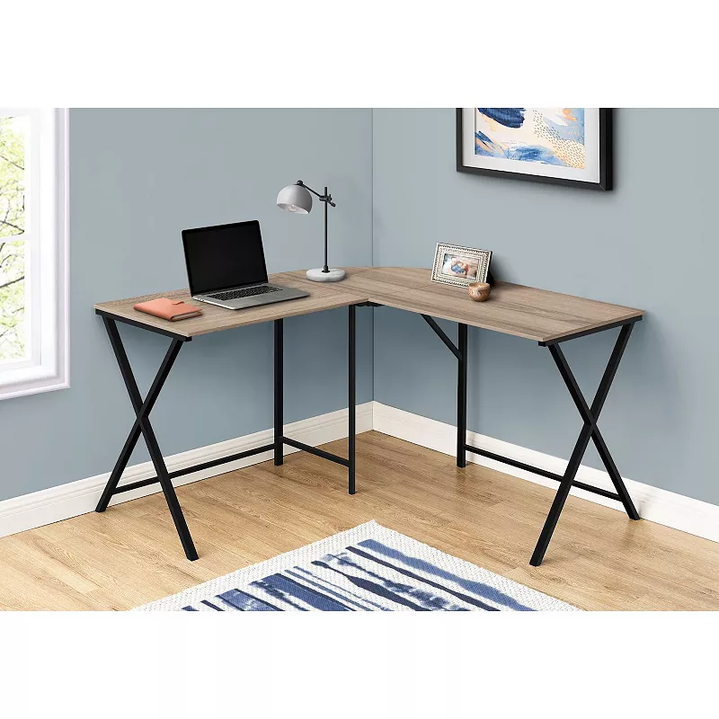 55.25 Brown and Black Contemporary Corner Computer Desk