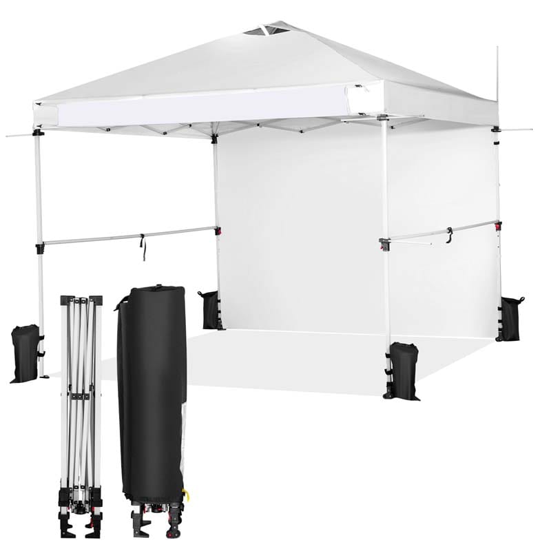 10 x 10 FT Pop Up Canopy Tent Commercial Instant Tent with Removable Sidewall, Carry Bag, Banner Strip