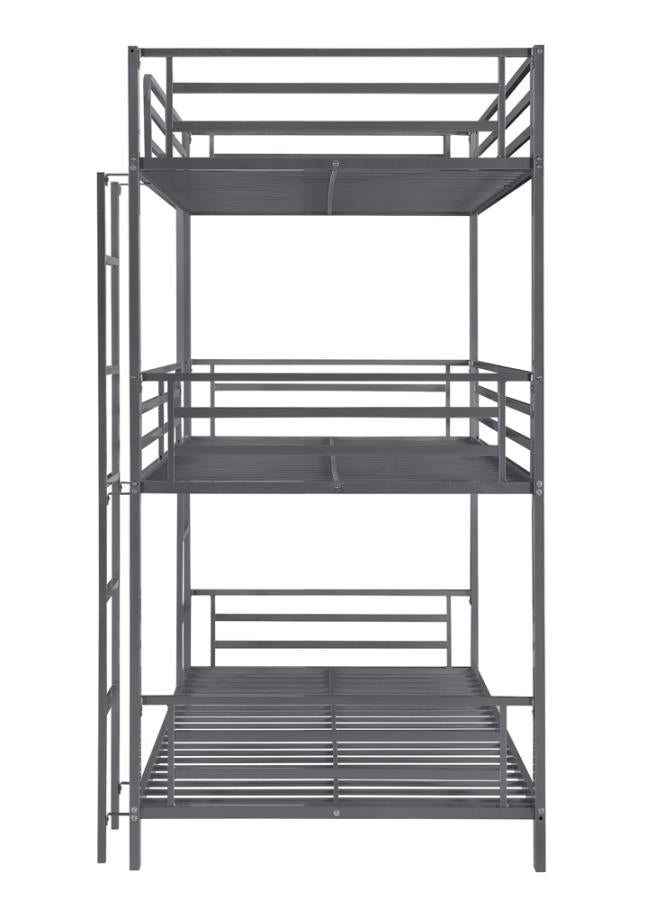 Maynard Metal Triple Twin Bunk Bed Gunmetal- 422670