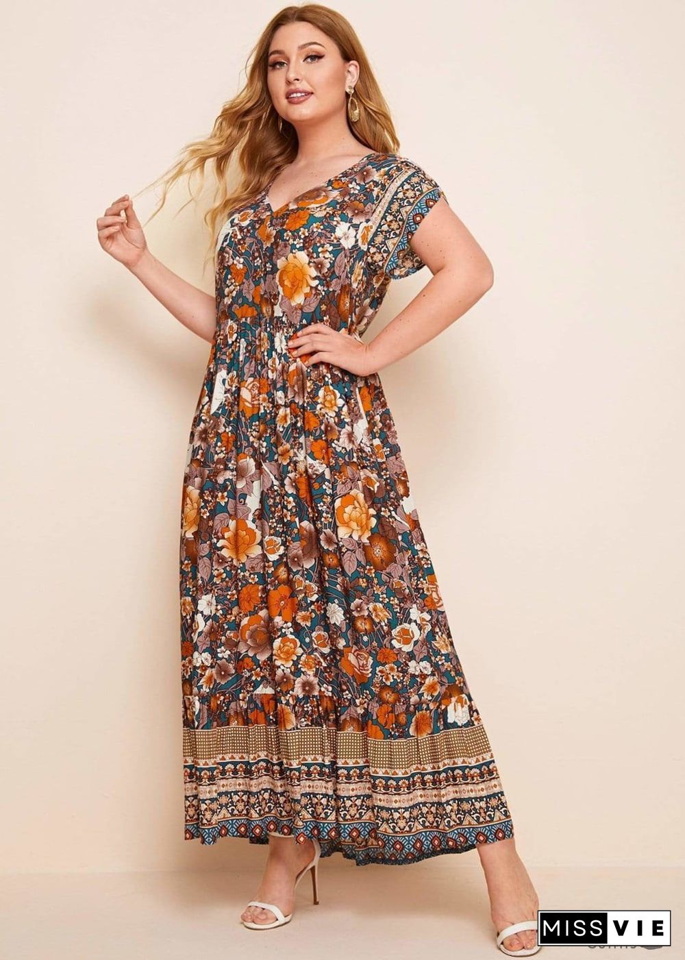 Boho Plus Size Nelly Maxi Dress For Women