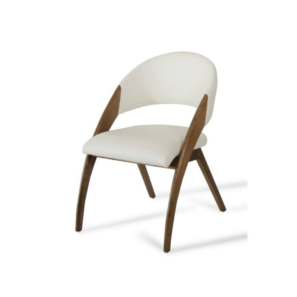 HomeRoots Valerie Walnut Wood and Cream Leatherette Dining Chair (Set of 1) 283004