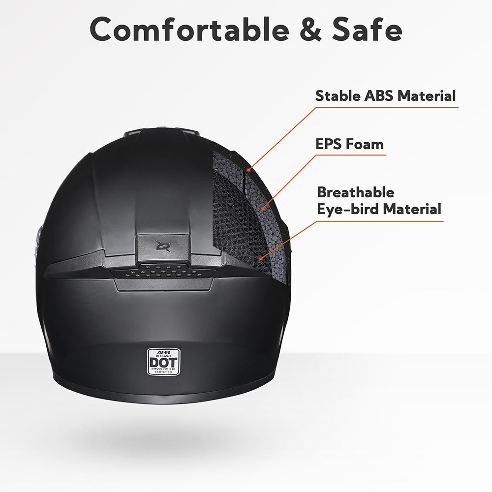 AHR Bluetooth Helmet DOT Full Face Intercom Matte Black