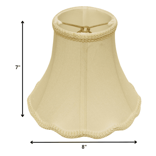 HomeRoots 469570 8 in. Ivory Slanted Scallop Bell Monay Shantung Lampshadeand Egg