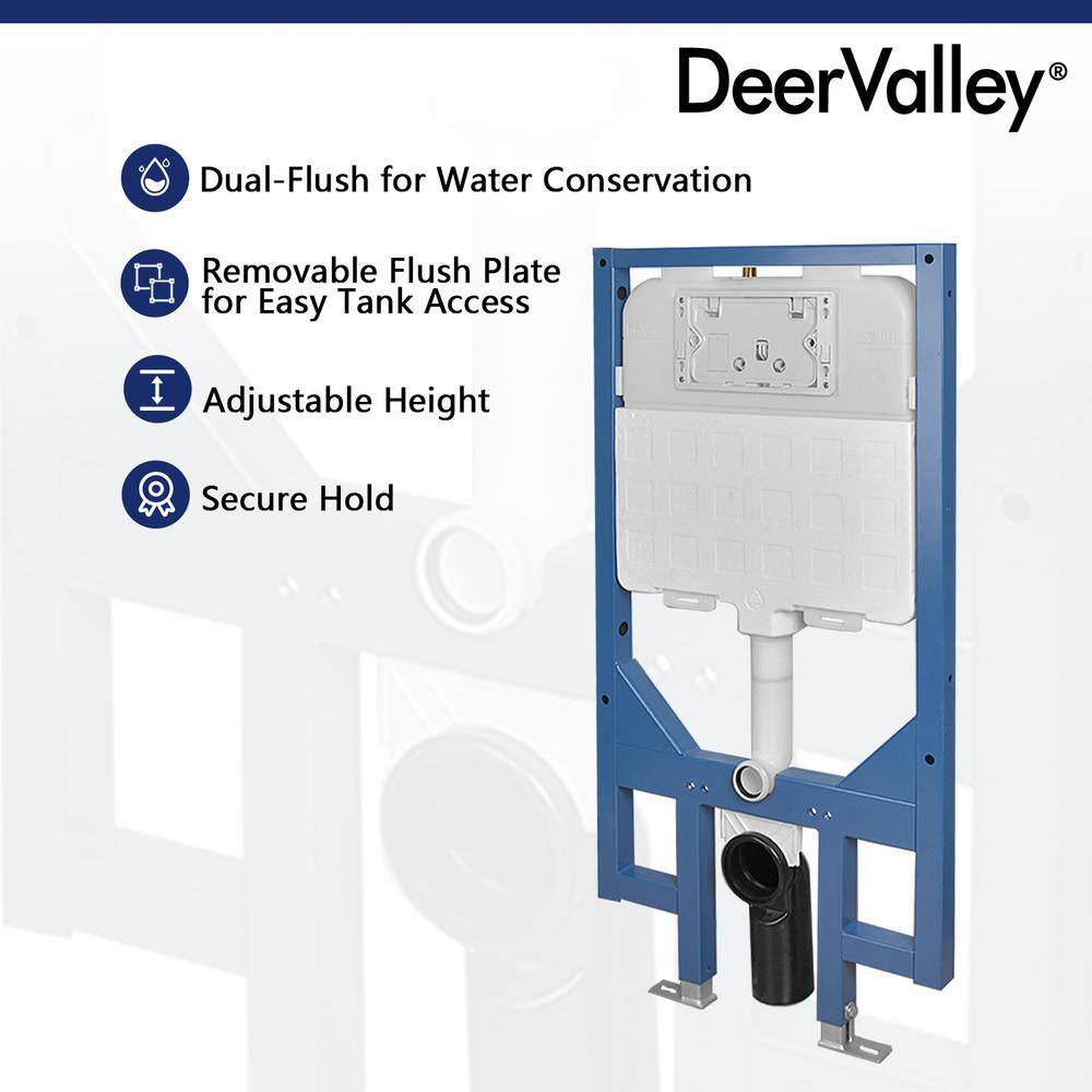 DEERVALLEY 2-Piece 0.81.6 GPF Elongated Toilet Wall Mounted Wall Hung Toilet With Concealed In-Wall Toilet Tank (Seat Included) DV-1F0069-CF