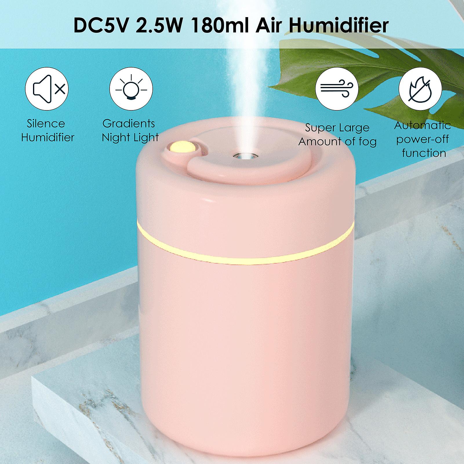 White D C5v 2.5w 180ml Air Humidifier Aroma Diffuser Mist Maker Night Light Desk Lamp Dual Working Modes/ Automatic Power-off Design/ Usb Operated Pow