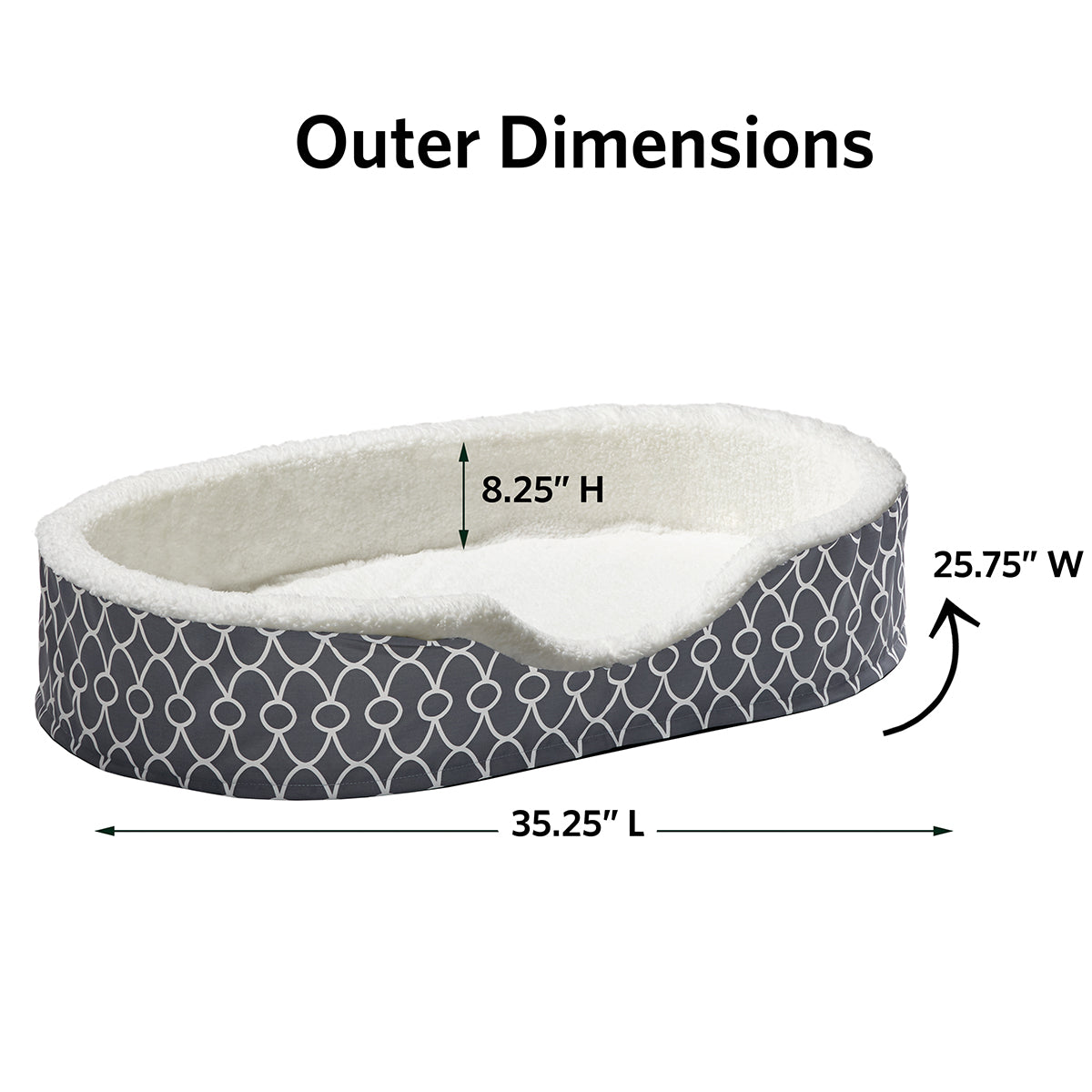 MIDWEST QT GRAY TFLN NEST PET BED 36IN