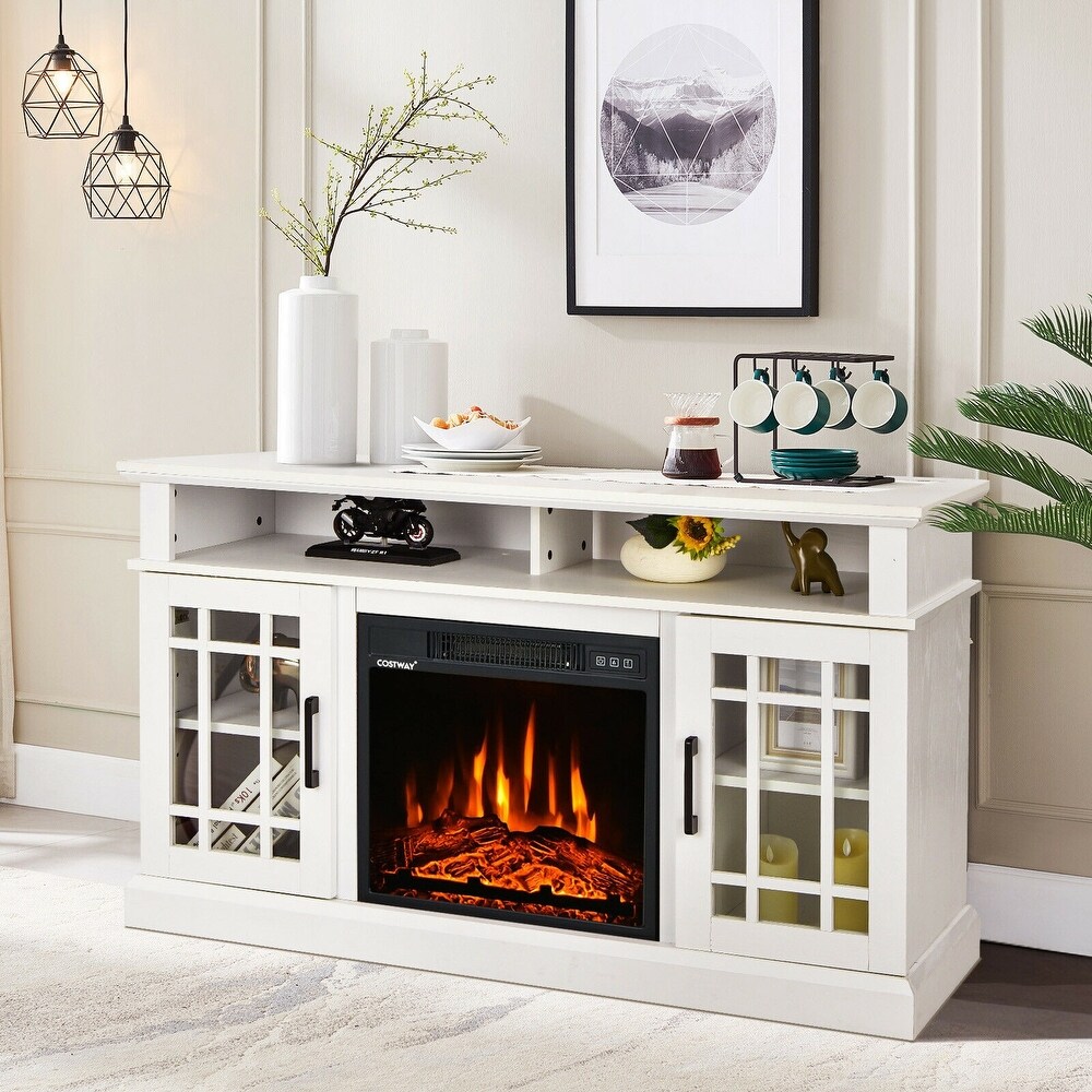 48 Inch Electric Fireplace TV Stand with Cabinets for TVs Up to 50 Inch   48\