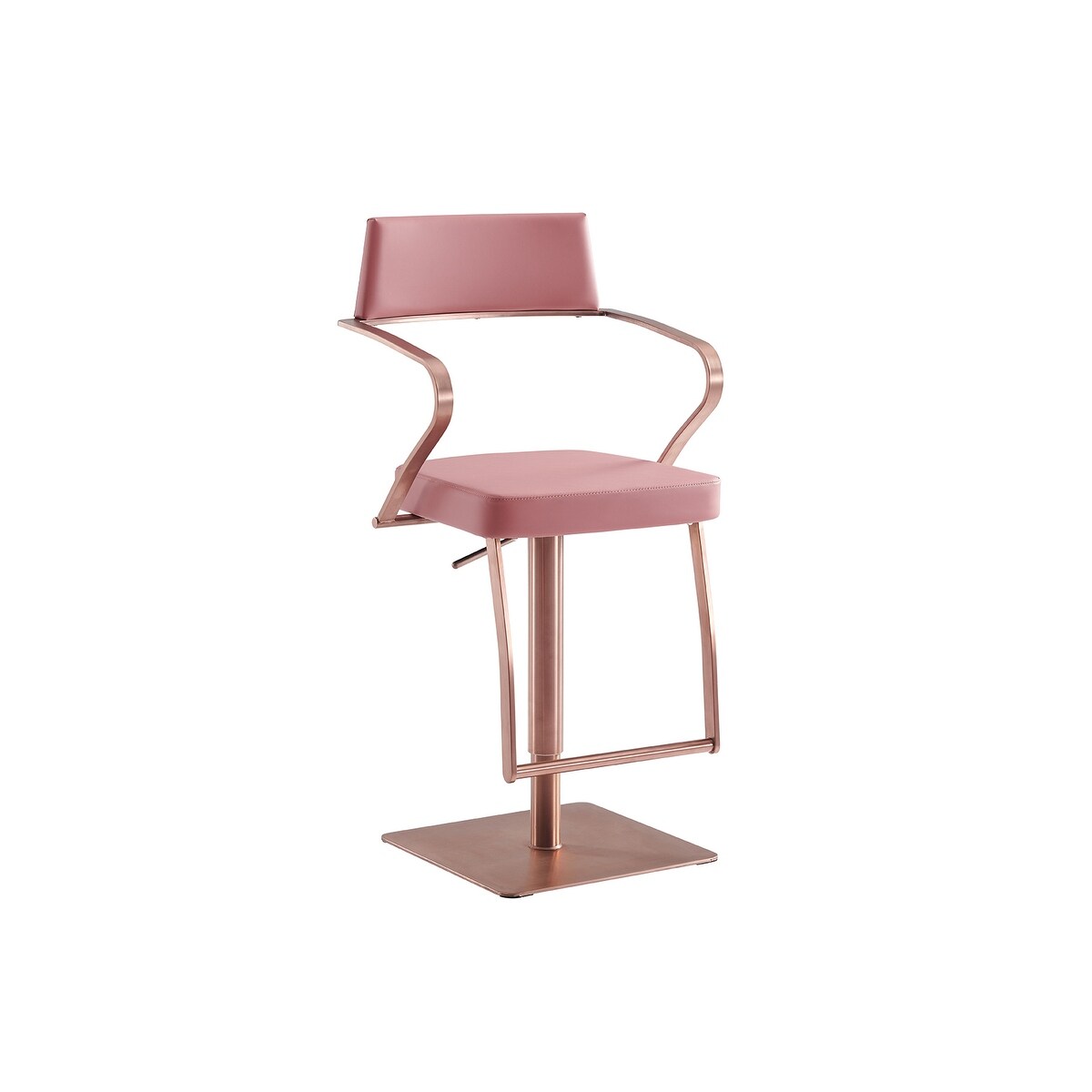 HARBOR bar stool with rose gold brushed swivel base. - N/A