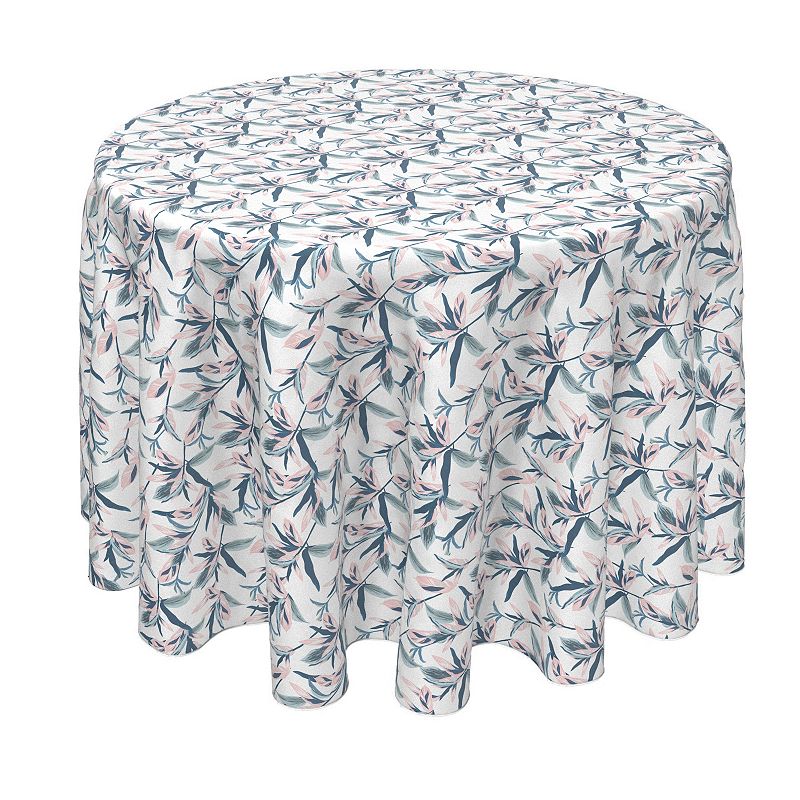 Round Tablecloth， 100% Polyester， 70 Round， Pastel Tropical Leaves