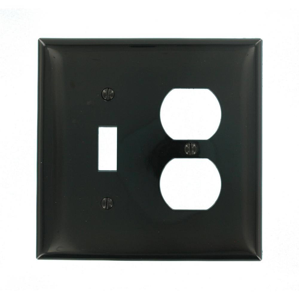 Leviton Black 2-Gang 1-Toggle1-Duplex Wall Plate (1-Pack) R55-0PJ18-00E