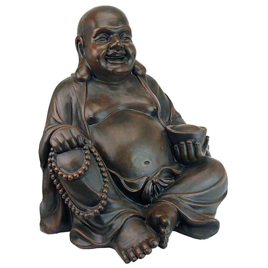 Design Toscano AL38249 Laughing Buddha Happy Hotei Asian Garden Statue  Verdigris   Medium