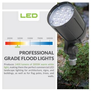 Commercial Electric 12W Line Voltage Bronze Integrated Outdoor LED Bullet Flood Light and Adjustable Mounting Bracket for Landscape Lighting CEV5BLF12BRZ