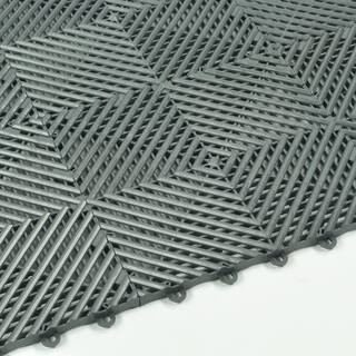 Greatmats Perforated Click 12-18 in. x 12-18 in. Gray Plastic Garage Floor Tile (25-Pack) PCGT1X1GRY25