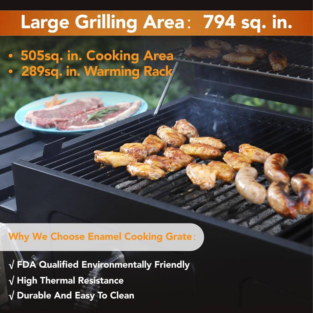 PHI VILLA Heavyduty Outdoor Barrel Charcoal Grill in Black