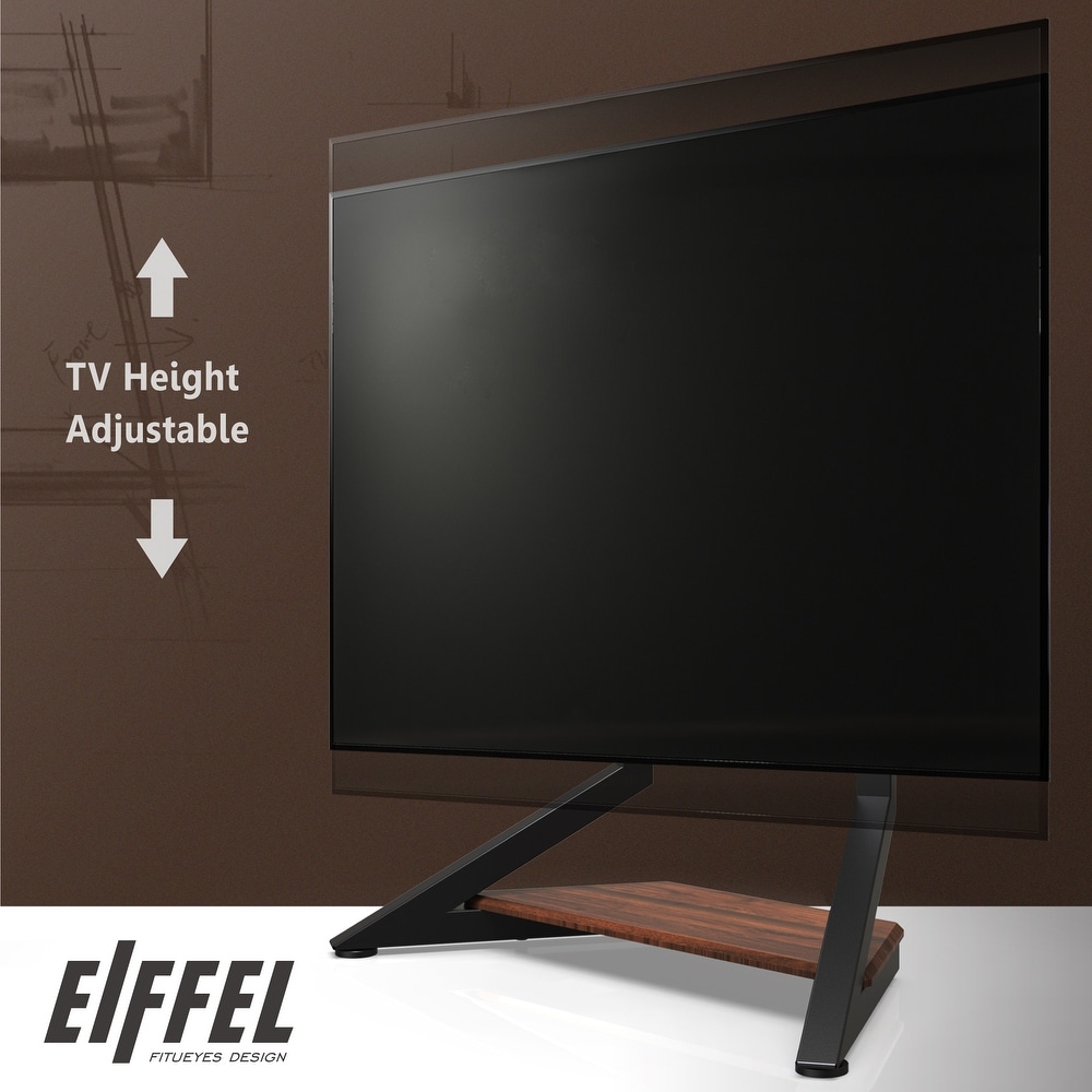 FITUEYES Universal TV Stand Tabletop Fits 55 to 85 inch TVs Walnut