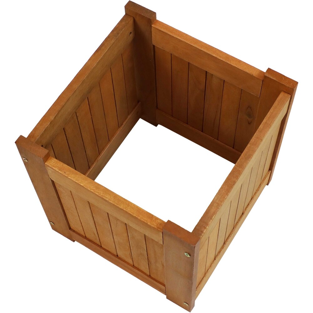 Sunnydaze Meranti Wood Outdoor Planter Box   16 Inch   Single   1