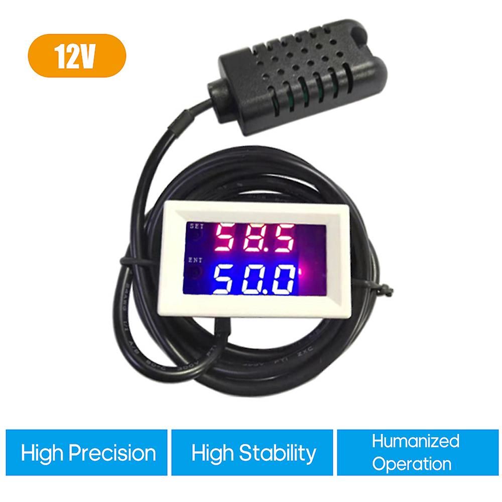 12v and Blue-red Digital Humidity Controller Intelligent Humidity Control Switch Humidistat Regulator Hygrometer