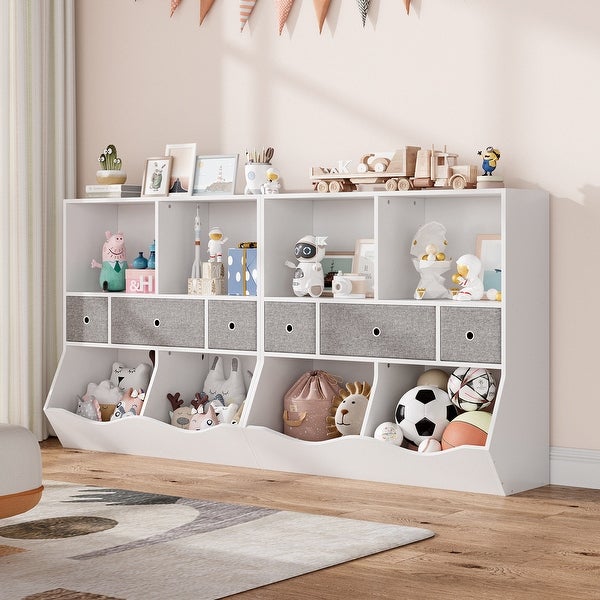 Kids Bookshelf and Bookcase Toy Storage Multi Shelf with Cubby Organizer Cabinet and Drawers