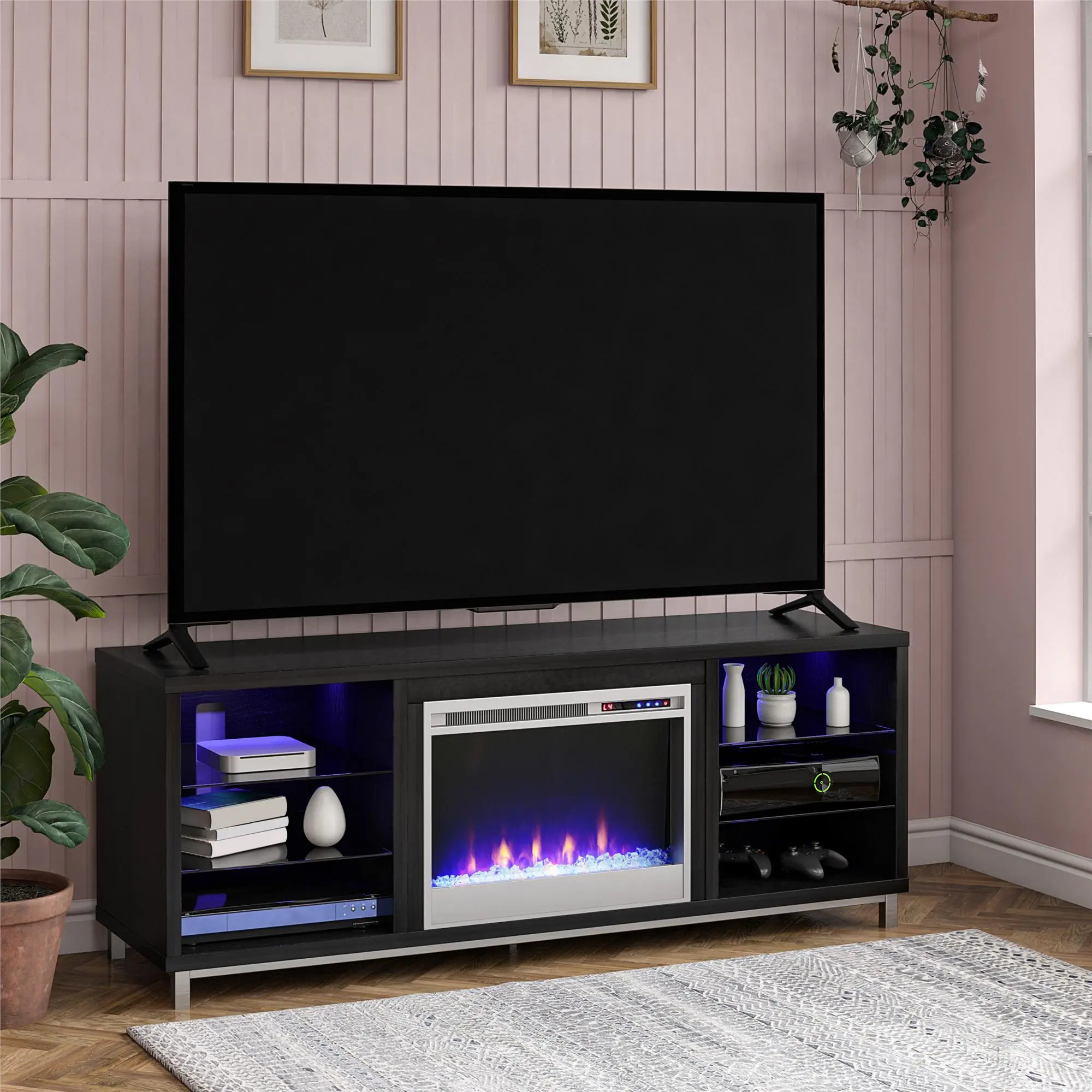 Lumina Black Oak 65 Fireplace TV Stand