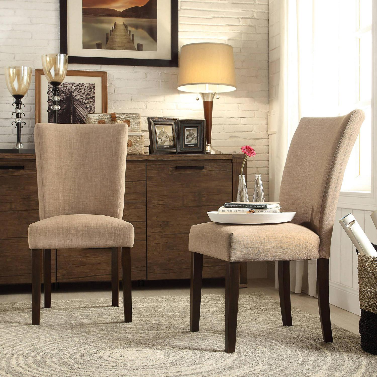 Ayana Linen Parson Chair， Set of 2， Light Brown